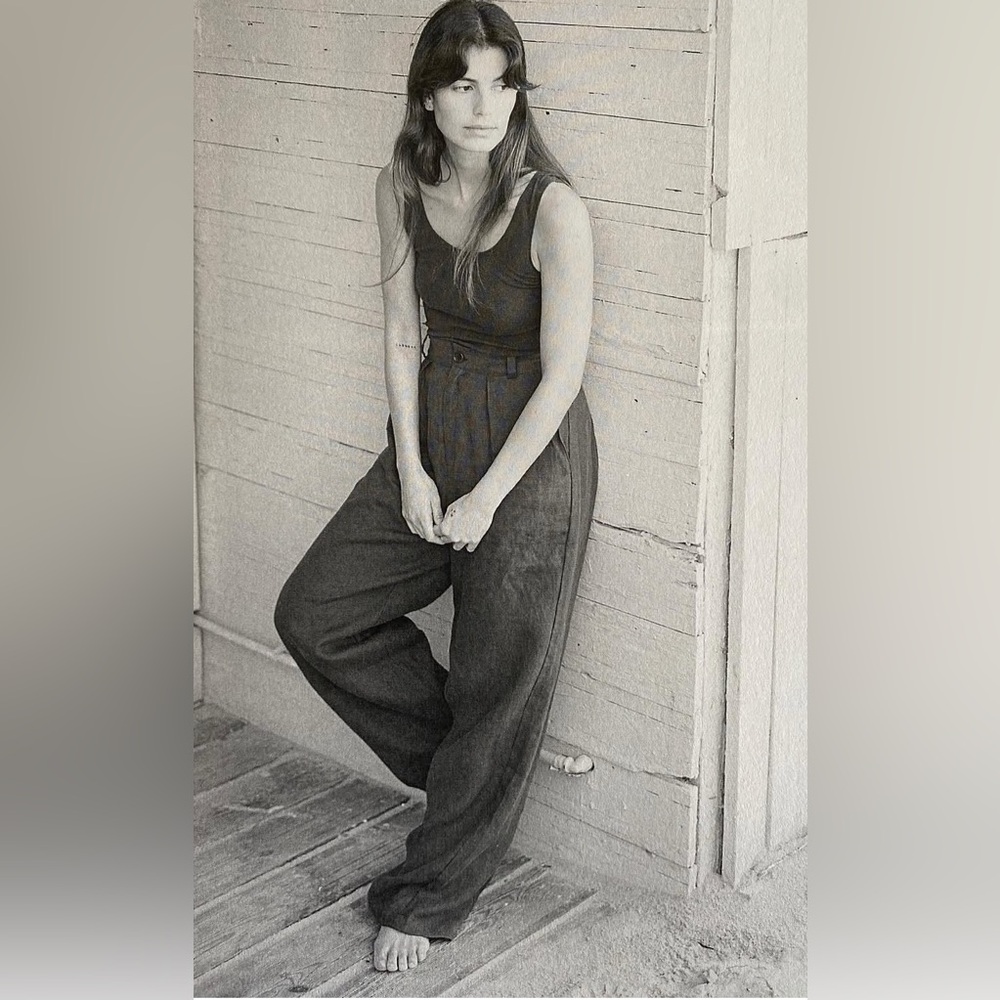 Ozma black silk noil trousers
